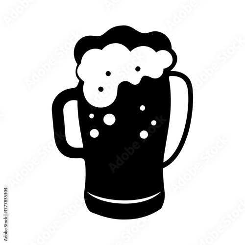 Black silhouette of a beer mug with foam icon