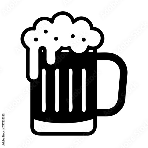 Black silhouette of a beer mug with foam icon