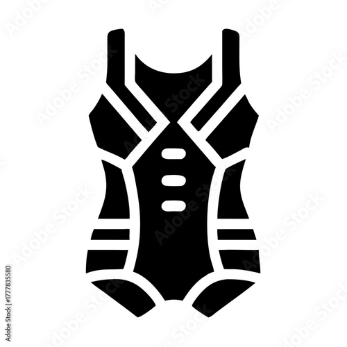 Black and white icon of a onepiece swimsuit icon