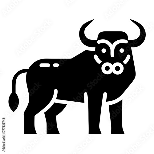 Black silhouette of a bull with horns icon
