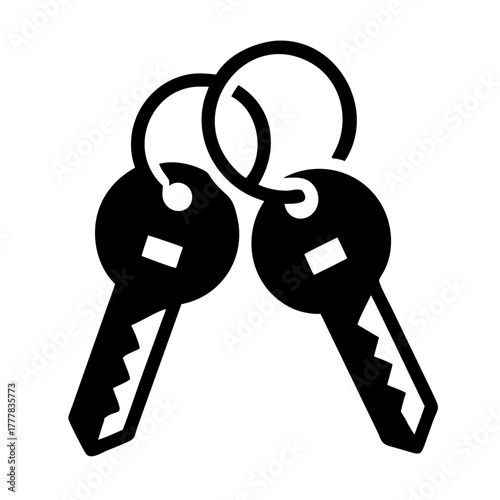Black icon of two keys on a keyring icon