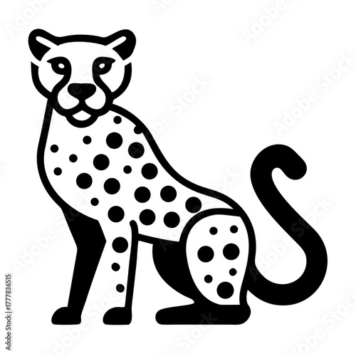 A cheetah sitting, isolated on a icon