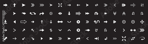 Arrow icon set, arrow cursor collection, different arrow signs, black arrows icons