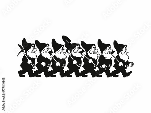 Fototapeta vector silhouette of 7 dwarfs