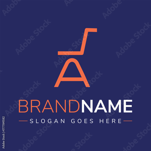 Orange abstract letter A logo with brand name text alphabet branding