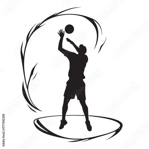 Volleyball player spiking the ball with a dynamic design isolated on white background