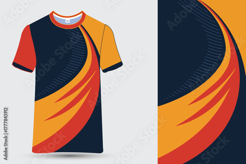 Dynamic Sportswear T-shirt Design with Abstract Flowing Shapes