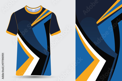 Sporty T-Shirt Design with Dynamic Geometric Shapes