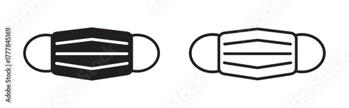 Face Mask Icon Set in Outline and Solid Style