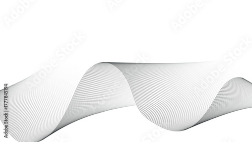 Abstract Fluid Lines: A flowing ribbon of fabric elegantly curves and floats in a display of artistic simplicity. Capturing fluidity and gentle movement.