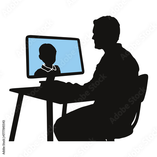 Man teaching online class silhouette