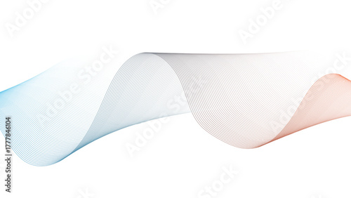 Abstract Wave of Color: A delicate ribbon of color gracefully flows across a pristine expanse, the subtle hues of blue and red intermingling in a harmonious dance of light and form.