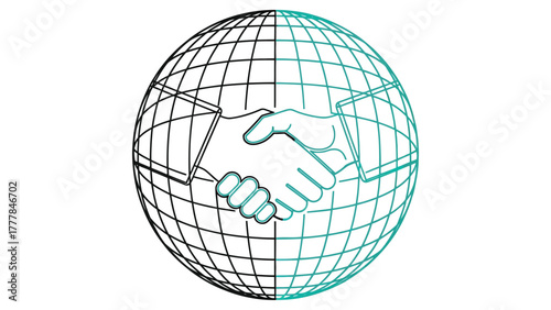 Global Business Unity , abstract harmony of worldwide connection expressed through elegant flowing lines and modern corporate minimalism.