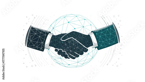 Global Business Unity , abstract harmony of worldwide connection expressed through elegant flowing lines and modern corporate minimalism.