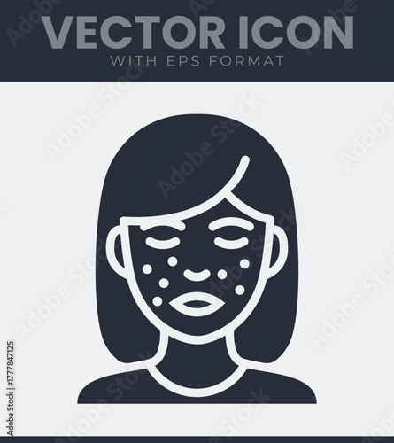 Hand with visible skin rash or allergic reaction icon. represents dermatology, health, infection, and prevention. clean medical concept design element.