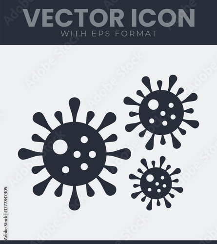 Stylized virus and bacteria icons symbolizing disease, infection, pandemic, and global health challenges concept