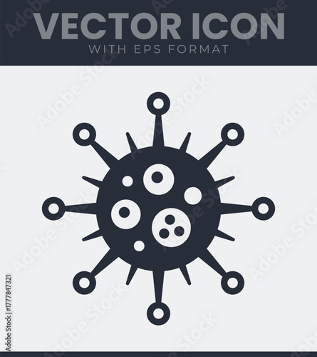 Microscopic organism vector icon symbolizing a virus, bacteria, disease, infection, and public health emergency