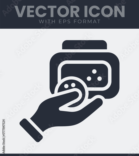 Hand holding cosmetic cream jar with applicator icon skincare product treatment vector illustration for beauty