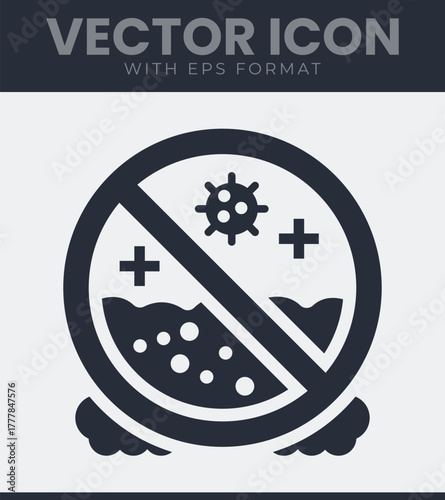No virus and bacteria in liquid icon, anti-bacterial, disinfectant, hygiene, health, medical prevention symbol