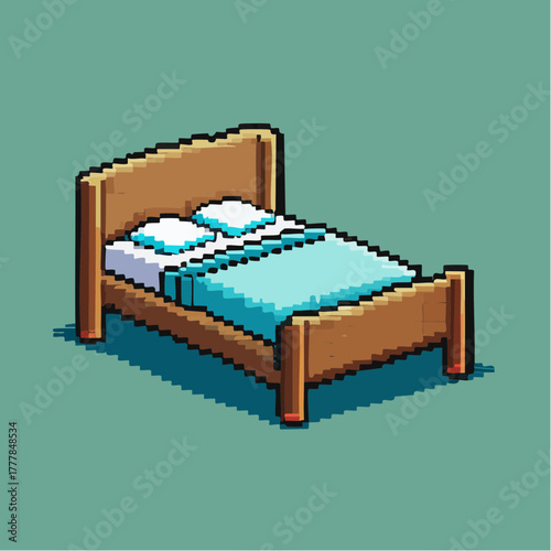 Pixel Art Bed Icon – Bedroom Furniture Asset for Game Environments