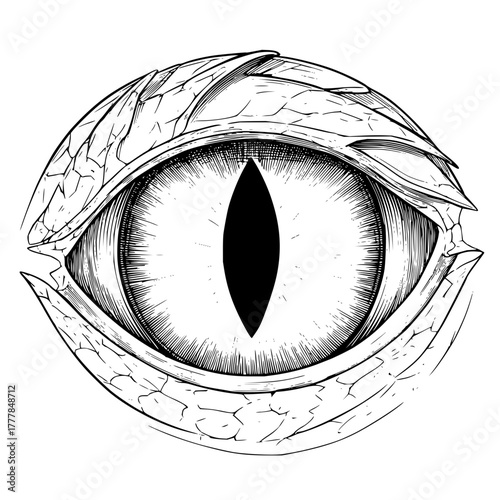 Dragon eye illustration black and white reptile eye drawing fantasy art mythical creature eye detailed artwork design