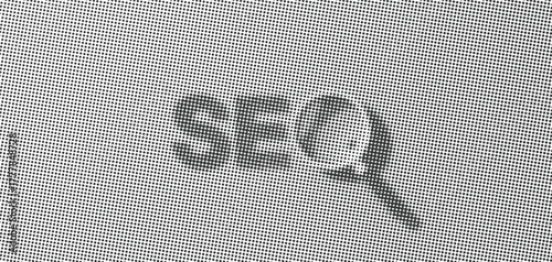 Halftone grunge black dots forming text SEO magnifying glass design on white background vector.