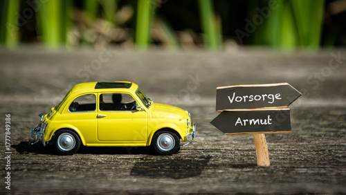 Tableau sur toile Signposts the direct way to precaution versus poverty