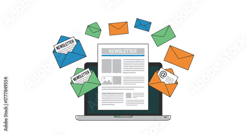 Effective email marketing campaign on laptop with newsletter for business