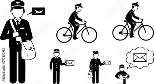 Postman, Postman silhouette, Postman vector set, Mailman silhouette, Mailman, Postman silhouette bundle set