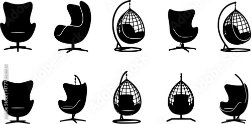 Egg chair silhouette, Egg chair, Hanging egg chair, Hanging egg chair silhouette, Outdoor egg chair, Outdoor egg chair silhouette