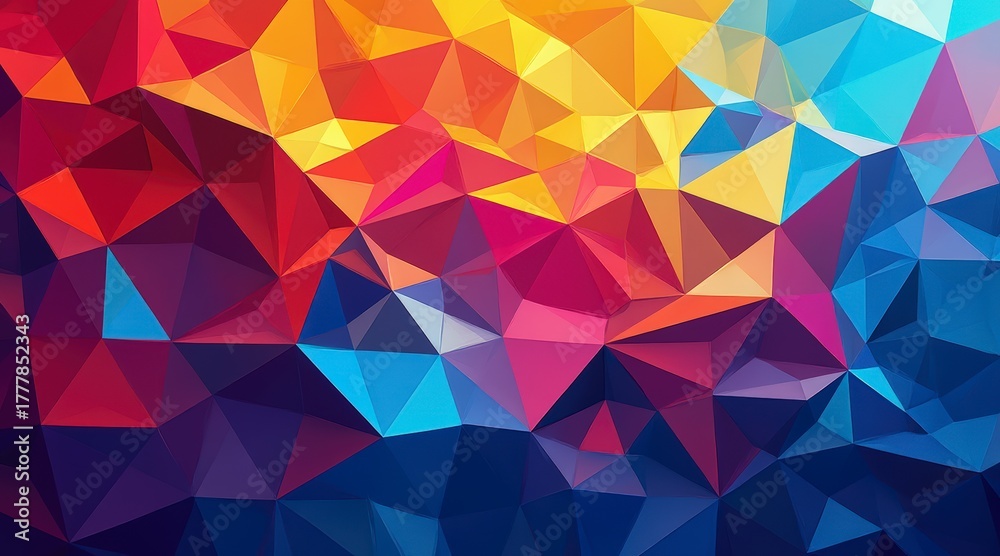 Fototapeta premium Vibrant abstract polygonal geometric background with warm and cool colors