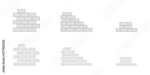 Brick wall build stack stonewall business house. Brick stone icon wall construction architecture vector isolated icon.