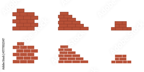 Brick wall build stack stonewall business house. Brick stone icon wall construction architecture vector isolated icon.