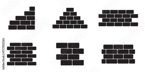 Brick wall build stack stonewall business house. Brick stone icon wall construction architecture vector isolated icon.