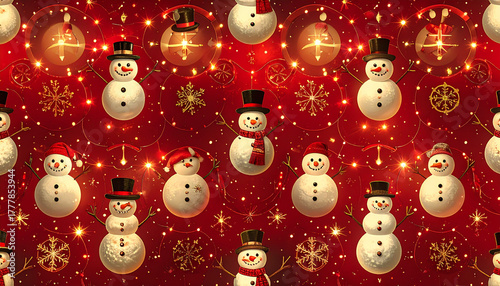 Festive snowmen and groovy peace signs evoke vintage Christmas mood, spreading holiday cheer with disco lights and retro vibe
