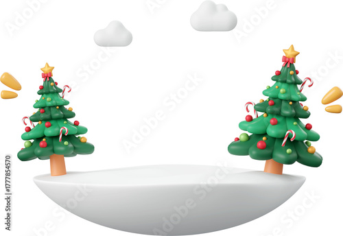 Christmas podium island, Christmas theme elements 3d illustration