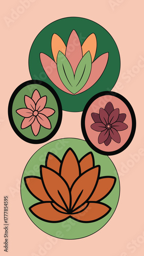 Three Harmonious Botanical Frames of Abstract Petal Energy in a Modern Minimal Hand-Drawn Composition