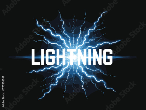 Dynamic Electric Lightning Burst - Blue Thunder Energy Power Flash Vector