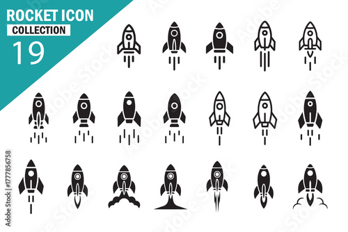 Space Rocket Icon Set Future Technology Symbol Collection