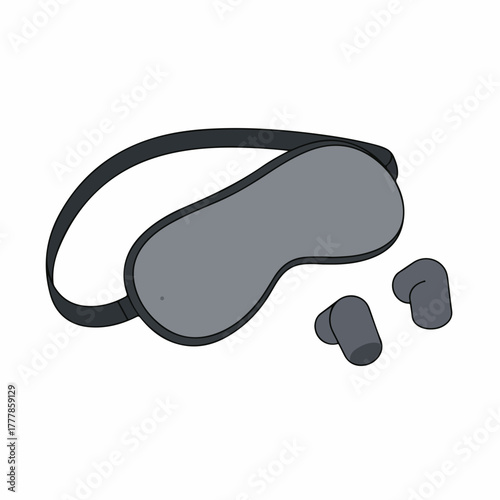 Minimalist Flat Lay Sleep Mask and Earplug Relaxation Accessory Illustration