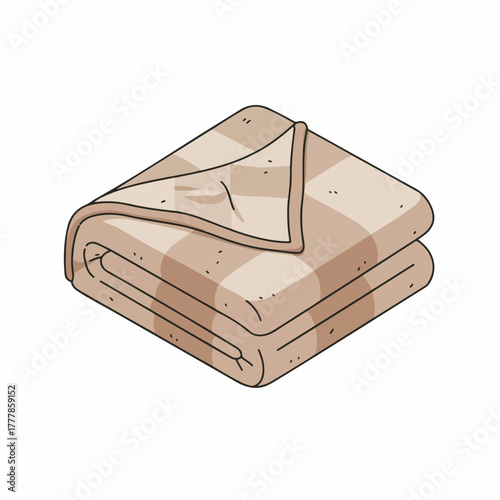 Isometric Cozy Folded Blanket Plaid Design Home Textile Illustration