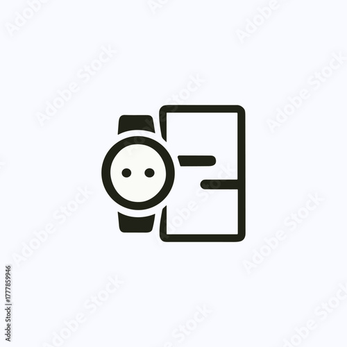 Smart watch, Connect with phone icon logo flat vector design