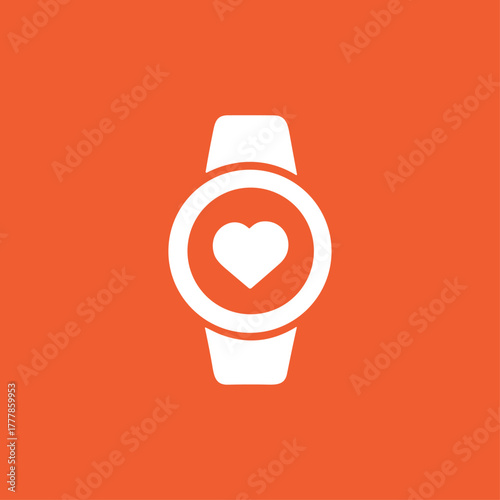 Smartwatch, Heartbeat, Athlete watch icon logo flat vector design