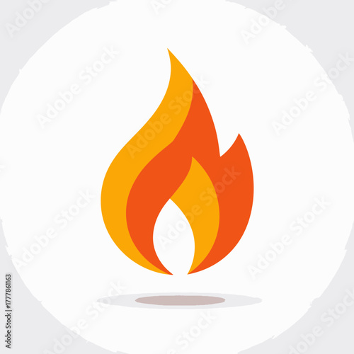 Modern stylized fire flame icon, creative abstract blazing heat symbol on white background, vector graphic element.