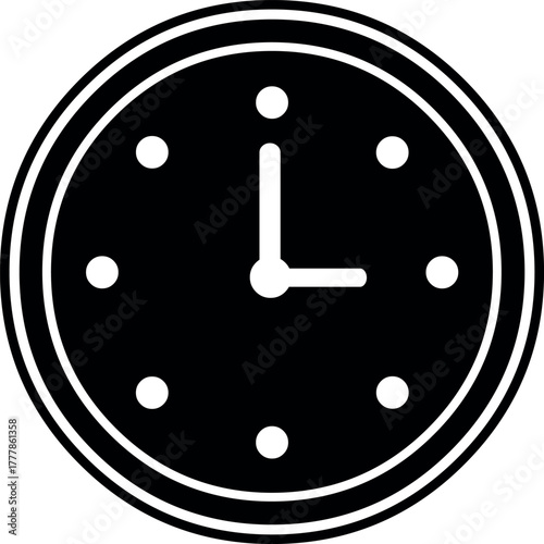 vector illustration black and white clock icon