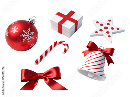 Festive Christmas ornaments and decorations creating a joyful holiday season vibe for commercial use