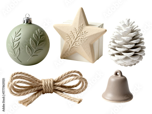 Elegant Christmas decorations with natural elements for festive holiday displays and seasonal design