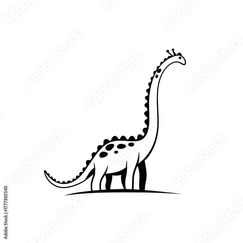 Brachiosaurus. Brachiosaurus simple black and white line art vector logo