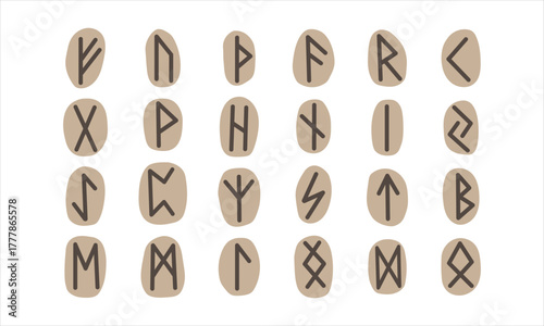 Watercolor rune clipart set with magical symbols