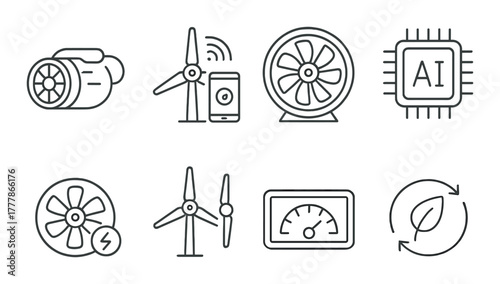 Innovative energy technology icons with ai and renewable solutions